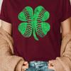 Nova Camiseta Feminina Europeia e Americana para 2025, Dia de São Patrício, Trevo de Quatro Folhas, Casual com Gola Redonda