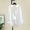 Camisa Delgada Fluida para Mujer Primavera/Verano 2026 Estilo Coreano Holgada Casual Simple de Manga Larga para Abrigo