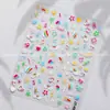 Pegatinas Populares para Uñas Nube Arcoíris en Relieve Líneas Conejito Lindo Primavera y Verano Versátiles Pegatinas de Dopamina Pegatinas para Uñas