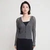 Cárdigan de Malla Fina Plisado para Primavera y Verano para Mujer, Cuello en V, Botón Único, Textura Transparente, Estilo Corto, Adecuado para Usar en Capas o Solo, Top Pequeño para el Trayecto