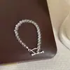 Pulseira de Cristal Branco Irregular Transparente de Verão para Mulheres, Simples, Única, Fashion, Tendência, Versátil, Joia de Pulso para o Dia a Dia