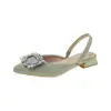 2026 Verano Nuevo Estilo Francés Comercio Exterior Hebilla Cuadrada Elegantes Zapatos de Salón Punta Fina Tacón Grueso Tacones Altos Sandalias de Punta Cerrada para Mujer Zapatos de Mujer