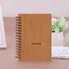 Bloc de notas Pequeño Fabricante Personalizado Cubierta de Madera de Bambú Carbonizado Cuaderno A5 Espiral Hojas Sueltas Extraíble Logo Serigrafiado