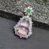 Collar de Calabaza de Calcedonia Verde de Alta Calidad con Colgante de Ágata Blanca Bañado en Plata, Nuevo Estilo Chino, Cadena Versátil para la Clavícula para Personas de Sociedad