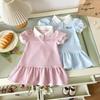 XQ259408 Vestido Infantil para Niñas 2025 Verano Nuevo Estilo Coreano Bordado de Perrito de Dibujos Animados Vestido con Estilo Moda