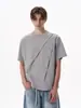 Camiseta de Verano 2025 Estilo Americano Estéreo Plisada Versión Desconstruida Manga Corta para Hombre Tops Casuales de Gama Alta Tendencia