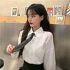 Temporada 2025 Nuevo Estilo Coreano Camisa Blanca Diseño para Mujer Top Estilo Universitario Más Fácil de Combinar Suelta Estudiante Camisa con Corbata