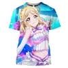Camiseta Casual Unissex de Manga Curta com Estampa 3D de Meninas Fofas de Anime, Novo Estilo Transfronteiriço, Fonte de Suprimento