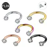 Anillos para la Nariz de Herradura con Zirconia en Forma de U de Aleación de Titanio F136 Pendientes Joyería para Piercings Corporales Diámetro Interior 6-10 mm