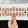 [30 Peças] Unhas Usáveis Pré-feitas Gato de Olho Estilo Curto e Longo, Unhas Usáveis Branqueadoras Gradiente Feitas à Mão