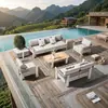 Juego de sofá de ratán para exteriores, sillas de ratán de alta gama para el patio, terraza y espacios exteriores, mesas y sillas de jardín de aleación de aluminio para el ocio