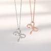 Nuevo collar de lazo plata esterlina 925 oro rosa micro incrustado cadena clavícula pequeño fresco ins Viento joyería al por mayor