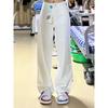 Jeans Blancos de Pierna Recta Estilo Coreano para Mujer 2025 Primavera y Otoño Nuevos de Cintura Alta Sueltos de Pierna Ancha Adelgazantes Versátiles Pantalones de Largo Completo