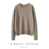 Suéter de punto de cachemira con cuello redondo y patrón trenzado para mujer, nueva moda otoño/invierno, holgado, estiliza la figura, versátil, cálido, suéter básico