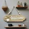 Placa de Porta de Madeira Nórdica para Receber Convidados na Porta, Placa de Decoração para Casa, Placa Decorativa Criativa em Estilo Pastoral com Laço