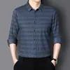 Camisa de Lana de Manga Larga para Hombre Otoño 2024 Top de Negocios para Hombres de Mediana Edad Camisa Jacquard de Alta Calidad para Hombre