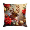 Funda de almohada de Navidad, Funda de almohada para mesita de noche, Funda de almohada estampada, Decoración navideña para el hogar, Funda de almohada para cojín de sofá atmosférico