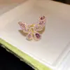 Fresco e radiante! Anel de dedo indicador borboleta oval flor zircônia nicho alta qualidade joia de mão moda luxo leve para mulheres