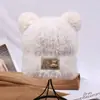 Gorro de Lana Tejido Cálido para Otoño e Invierno para Mujer, Gorro con Protección para los Oídos para Mamá Ciclista, Gorro Integrado con Bufanda, A Prueba de Frío