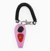 Novo Clicker de Treinamento para Pets Duas Cores, Clicker + Apito Dois em Um, Apito para Treinamento de Cães, Clicker Duas Cores com Alça de Pulso Longa