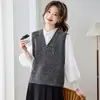 Chaleco de Punto con Cuello en V y Lentejuelas con Cuello de Perlas Negras, Suéter Chaleco sin Mangas Brillante y de Moda para Primavera y Otoño 2026