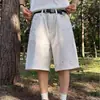 Shorts Brancos de Sarja com Estampa Salpicada Estilo High Street Americano para Homens, Tamanho Grande, Caimento Solto, Marca Moderna, Corte Reto, com Efeito Drapeado