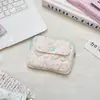 6432 Estilo Ins Portatarjetas Acolchado de Corazón y Estrella con Botón a Presión y Cremallera Diseño Doble para Mujeres para Llevar Identificación y Tarjetas Bancarias