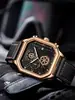 Reloj de cuarzo transfronterizo, reloj de pulsera de Guangzhou, reloj casual de moda para hombre con correa de cuero, reloj cuadrado, venta al por mayor del fabricante, color dorado