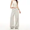 Pantalones vaqueros juveniles de color naranja # Tencel con tacto fresco, finos, de pierna ancha, para mujer, corte holgado, adelgazantes, transpirables, con caída, versátiles, de largo hasta el suelo