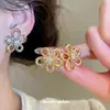 Pendientes de botón de flor de circón de aguja de plata Moda casual Personalidad Nicho Versátiles Pendientes de lujo ligero de alta gama para mujer