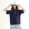 Camiseta Deportiva Clásica de Manga Corta Holgada con Tres Rayas para Mujer, Nuevo Estilo Coreano Casual Bf Transpirable para Verano 2026
