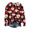 Popular Sudadera Nueva de Otoño e Invierno Transfronteriza Europea y Americana Estampada en 3D para Mujer Navideña Callejera de Moda con Cuello Redondo y Hombro Derecho