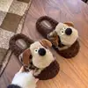 Amazon filhote de cachorro de desenho animado chinelos de algodão abertos chinelos de pelúcia chinelos de algodão para casa chinelos de pelúcia para interior mulheres