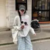 Camiseta Blanca de Manga Larga con Estampado de Huella de Gato Estilo Cartoon High Street Americano para Mujer, Primavera Otoño, Marca de Moda, Ropa para Parejas, Capa Interior de Algodón Puro, Camiseta Base