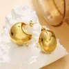 Pendientes de acero inoxidable estilo INS europeo y americano, pendientes regordetes de alta calidad que combinan con todo, pendientes retro dorados con forma de C de acero de titanio