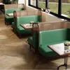 Mesa y Silla de Cafetería Retro Combinación Muebles para Catering Cabina Comercial Sofá Mesa para Tienda de Postres y Té con Leche Restaurante Americano Occidental