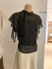 Wgwe9104 Guangzhou Shisanxing Ropa de Mujer Verano Nuevo Estilo Manga con Volantes Lunares Camisa y Camisola Conjunto de Dos Piezas