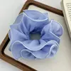 Nuevas Gomas para el Cabello de Gasa de Color Sólido con Bordes Fruncidos, Accesorio para el Cabello Simple y Versátil para Peinados de Moño