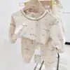 Roupa de Casa Infantil Antibacteriana Sem Costura Lycra Algodão Roupa Térmica Pijama Meninos e Meninas Roupa de Casa Conjunto de Roupa Íntima Infantil Pequeno e Médio