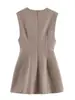 Nuevo Vestido Corto Rayado de Primavera 2026 para Mujer, sin Mangas, Cuello en V, Ceñido a la Cintura, Corte Delgado, Estilo Europeo y Americano