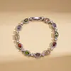 Pulseira Estilo Luxo Leve Europeu e Americano com Flor de Zircônia e Pérola Sintética, Fecho Oval, Joia Vintage Exquisita e de Alto Padrão