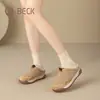 Sapatos Femininos Gongyang 2026 Inverno Novos Quentes com Forro de Lã Meia-Abertos Chinelos Casuais Versáteis Sapatos de Casa para Mulheres