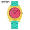 Reloj Infantil Sanda Impermeable Simple de Cuarzo Combinación de Colores Dopamina Reloj Infantil para Exámenes de Estudiantes de Secundaria y Preparatoria