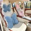 Soporte Cruzado para Cabeza y Cintura de Coche con Lazo Creativo, Nuevo Producto Transfronterizo, Cojín de Asiento de Coche, Almohada para el Cuello, Cojín de Felpa para Soporte Lumbar de Coche