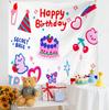 Feliz Aniversário Pano Pendurado Cena de Aniversário Infantil Pano Decoração de Festa Pano de Parede Tapeçaria Pano de Parede Pano Decorativo Cartoon