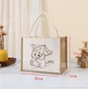 Bolsa de Patchwork de Lona, Bolsa de Yute para Niños Personalizada de Graffiti DIY, Bolsa de Regalo sin Estampar, Bolsa de Lona
