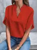 Amazon Europeu e Americano Transfronteiriço Comércio Exterior Roupas Femininas 2025 Verão Casual Cor Sólida Decote V Solto Camisa Tops para Mulheres