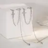 Pendientes de cruz individuales Corea del Sur elegantes pendientes de gorro personalidad borla cadena para la oreja joyería para la oreja largos clip para la oreja celebridad de Internet