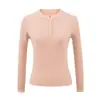 Suéter de Punto con Cuello Redondo Botones Mitad Abierto para Mujer, Nuevo para Principios de Otoño, Sexy, Ajustado, Rayado, Manga Larga, Camiseta Base, Top Corto