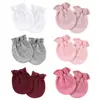 Comercio exterior Guantes de color liso europeos y americanos para recién nacidos Refuerzo elástico Guantes faciales antiarañazos Guantes elásticos para bebés 0-1 años